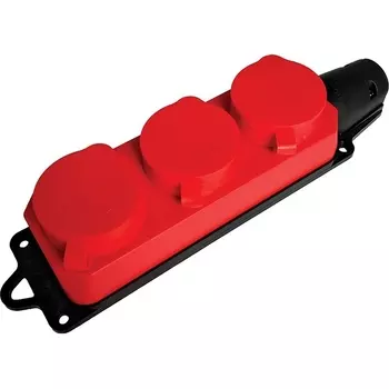 Розетка тройная с заземлением и крышкой (красный) Stekker Одри 49401