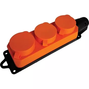 Розетка тройная с заземлением и крышкой (оранжевый) Stekker Одри 49405