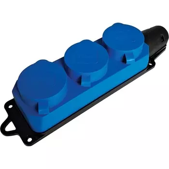 Розетка тройная с заземлением и крышкой (синий) Stekker Одри 49403