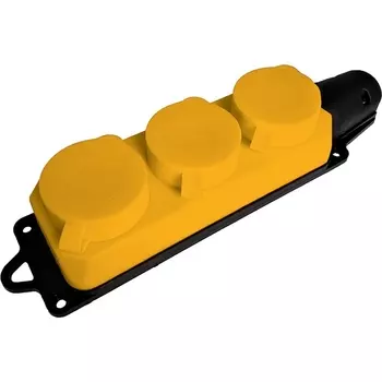 Розетка тройная с заземлением и крышкой (желтый) Stekker Одри 49407