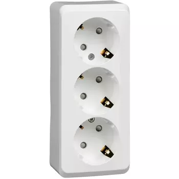 Розетка тройная с заземлением и шторками (белый) Systeme Electric Etude PA16-012B
