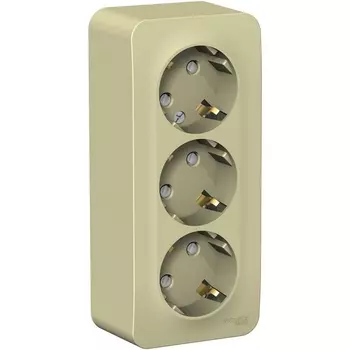 Розетка тройная с заземлением и шторками (бежевый) Systeme Electric Blanca BLNRA011317