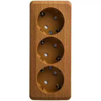 Розетка тройная с заземлением и шторками (бук) Systeme Electric Etude PA16-012T