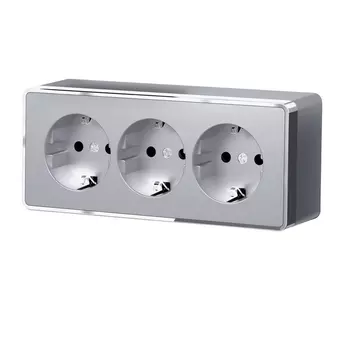 Розетка тройная с заземлением и шторками Gallant (серебряный) Werkel W5073106 (a052777)