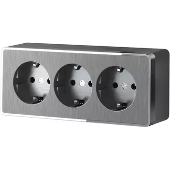 Розетка тройная с заземлением и шторками (графит рифленый) Werkel W5073104 (a052595)