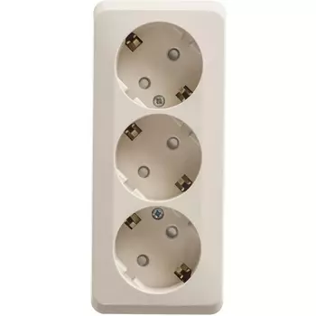 Розетка тройная с заземлением и шторками (кремовый) Systeme Electric Etude PA16-012K