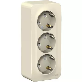 Розетка тройная с заземлением и шторками (молочный) Systeme Electric Blanca BLNRA011312