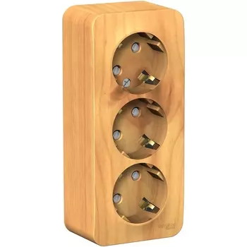 Розетка тройная с заземлением и шторками (ясень) Systeme Electric Blanca BLNRA011315