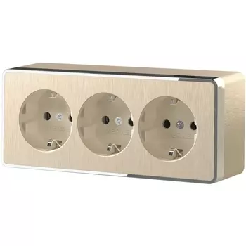 Розетка тройная с заземлением и шторками (шампань рифленый) Werkel W5073110 (a052594)
