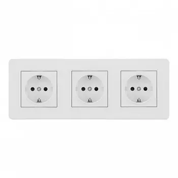 Розетка тройная с заземлением и шторками в комплекте с рамкой (белый) Arte Milano SET16-3 SET16-3-40-1x3 white