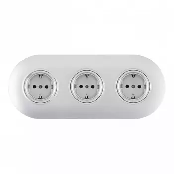 Розетка тройная с заземлением и шторками в комплекте с рамкой (серебро) Arte Milano SET08-3 SET08-3-40-1x3 silver