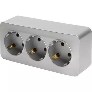 Розетка тройная с заземлением (серебро) Stekker София 49330