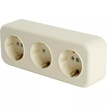 Розетка тройная с заземлением (слоновая кость) Stekker Брест 49054
