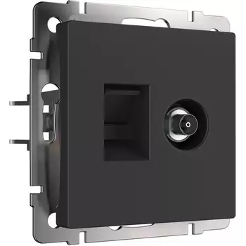 Розетка ТВ+Ethernet RJ-45 6 cat.(черный матовый) Werkel W1181308 (a056112)