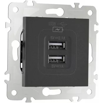 Розетка USB 2.1А+1А Arte Milano am-203 203.46-1.black