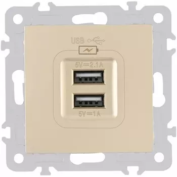 Розетка USB 2.1А+1А Arte Milano am-206 206.46-1.shampan