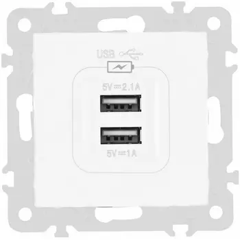 Розетка USB 2.1А+1А Arte Milano am-206 206.46-1.white