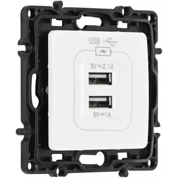 Розетка USB 2.1А+1А Arte Milano am-217 217.46-1.white