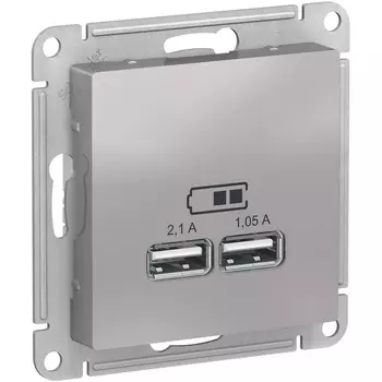Розетка USBх2 (алюминий) Systeme Electric AtlasDesign ATN000333