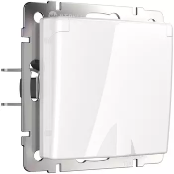 Розетка влагозащ. с зазем. с защит. крышкой и шторками (белая) (a051120) Werkel Встраиваемые механизмы белые W1171201