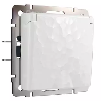 Розетка влагозащ. с зазем. с защит. крышкой и шторками (hammer белый) Werkel W1271201 (a052021)