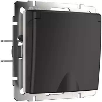 Розетка влагозащ. с зазем. с защит. крышкой и шторками (черный матовый) (a051610) Werkel Встраиваемые механизмы черные W1171208