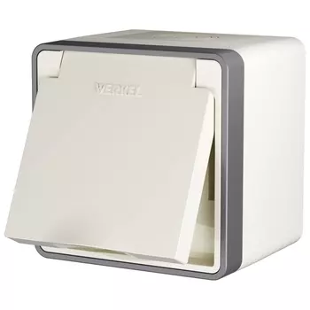 Розетка влагозащ. с зазем. с защит. крышкой и шторками Gallant (слоновая кость) Werkel W5071203 (a051546)