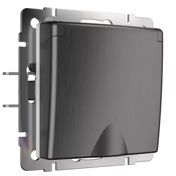 Розетка влагозащ. с зазем. с защит. крышкой и шторками (графит рифленый) (a050754) Werkel Встраиваемые механизмы графит рифленый W1171204