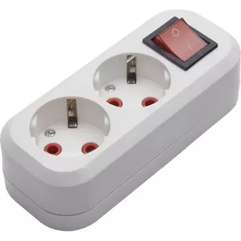 Розеточный блок 2-х местный с заземлением и выключателем Stekker Бруна 39013