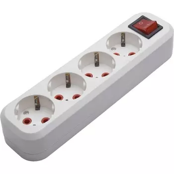 Розеточный блок 4-х местный с заземлением и выключателем Stekker Бруна 39015