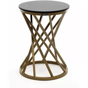 "Сантьяго" журнальный стол из HPL круглый ?40 H55, каркас из стали золотой, цвет столешницы "серый гранит" 4SIS арт.УТ-00005803