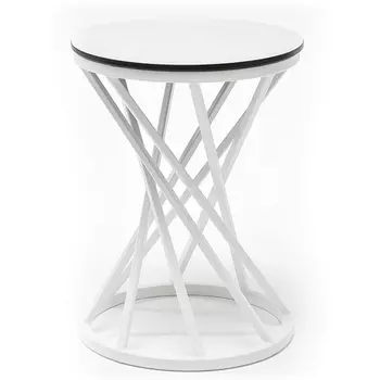 "Сантьяго" журнальный стол из HPL круглый ?40 H55, каркас из стали белый, цвет столешницы "молочный" 4SIS арт.УТ-00005789