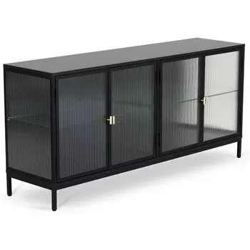 Сервант 4-х дверный The One ОГОГО (арт.774636), (ЛДСП,Металл,Стекло/Черный) ОГОГО Обстановочка!