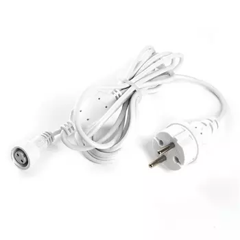 Сетевой шнур для гирлянд 3м, 2*0,5мм2, IP44, белый, DM403 Feron 48189