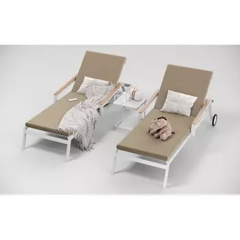 Шезлонг Gardenini Sogno S (Алюминий,Ткань/Белый,Бежевый) SSGNS.020200.N3