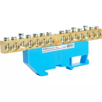 Шина нулевая на изоляторе на DIN-рейку 14 выводов (синий) Stekker 49542