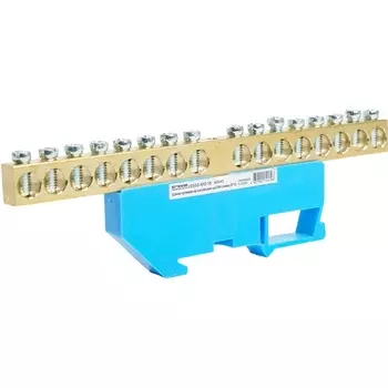 Шина нулевая на изоляторе на DIN-рейку 16 выводов (синий) Stekker 49543