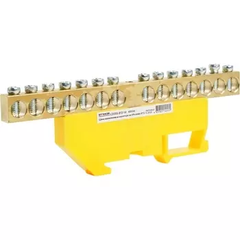 Шина заземления на изоляторе на DIN-рейку 14 выводов (желтый) Stekker 49556