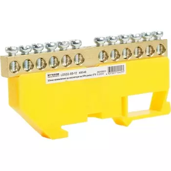 Шина заземления на изоляторе на DIN-рейку 12 выводов (желтый) Stekker 49548