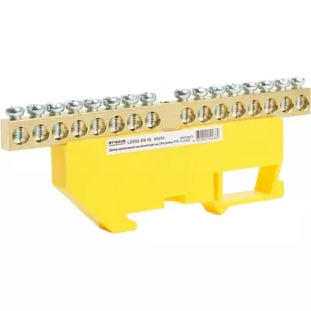 Шина заземления на изоляторе на DIN-рейку 16 выводов (желтый) Stekker 49550