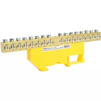 Шина заземления на изоляторе на DIN-рейку 16 выводов (желтый) Stekker 49557