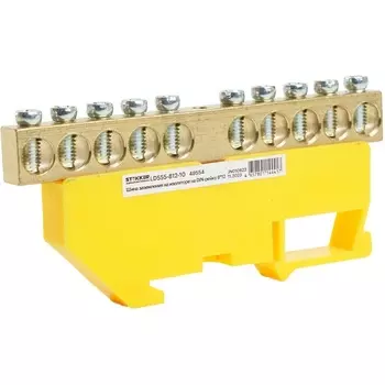 Шина заземления на изоляторе на DIN-рейку 10 выводов (желтый) Stekker 49554