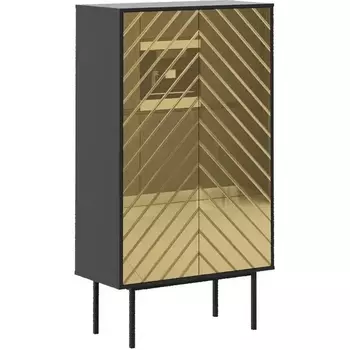 Шкаф 2-дверный Boho ОГОГО (арт.578501), (ЛДСП/Черный,Золотой) ОГОГО Обстановочка!