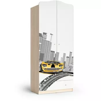 Шкаф "Машина", Шимо светлый/Белый, 101287 МАМА