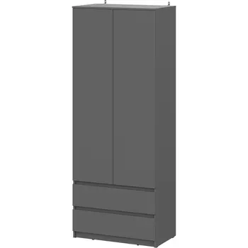 Шкаф SV Мебель Денвер двухстворчатый с ящиками, Графит серый