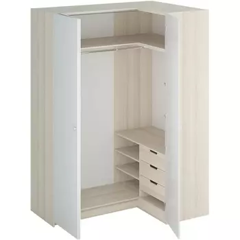 Шкаф Uno угловой правый ОГОГО (арт.331520), (ЛДСП/Белый) ОГОГО Обстановочка!