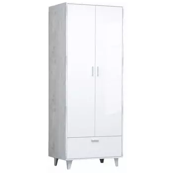 Шкафы Woodville Эго Шк-1 на ножках бетон светлый / белый глянец