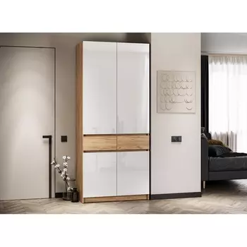 Шкафы Woodville Молд 1000 дуб крафт золотой / глянец белый