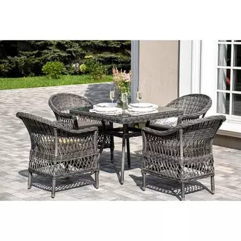 "Сицилия" обеденная группа плетеная, цвет графит 4SIS арт.УТ-00007685