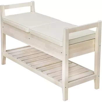 Скамья для прихожей Н с ящиком, экокожа крем, каркас лак от фабрики Mebelik